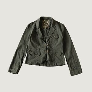 IDAO Utility Blazer Olive Green Cargo Pocket Distressed Cotton‎ Spandex Size M